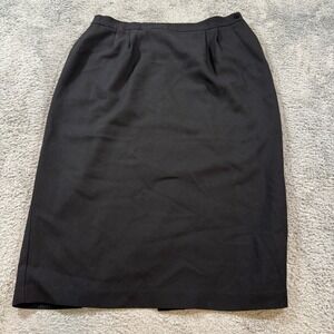 Vinci Clothiers Womens Pencil Midi Skirt Size 18 Black Solid Pleated Made In USA